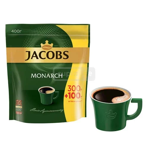 Jacobs Monarch-იაკობსი ხსნადი ყავა პაკეტში 300+100გრ